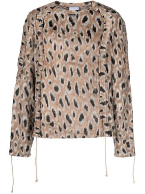 leopard-print brushed-finish jumper by BLUEMARBLE