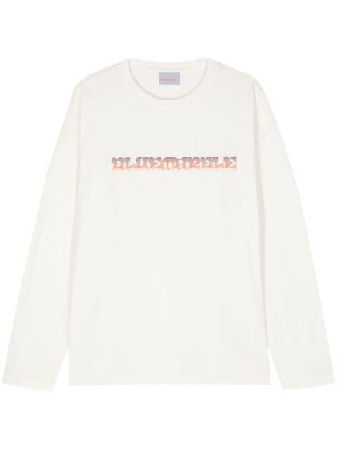 logo-print cotton T-shirt by BLUEMARBLE