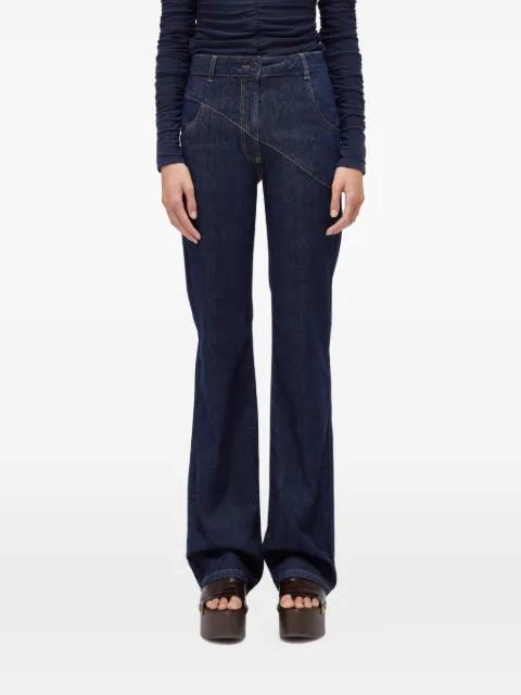 asymmetric-seam high-waisted jeans by BLUGIRL