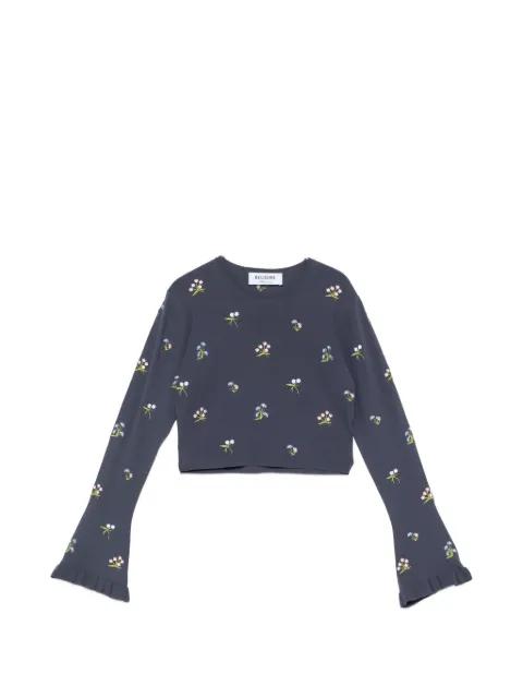 floral-embroidered ribbed top by BLUGIRL