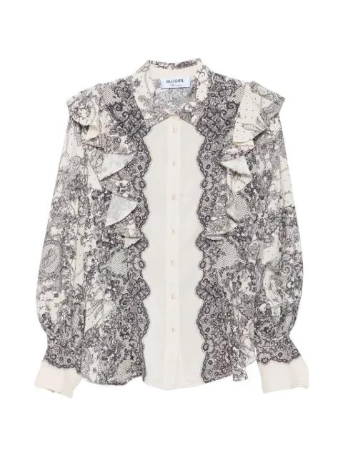 lace-print shirt by BLUGIRL