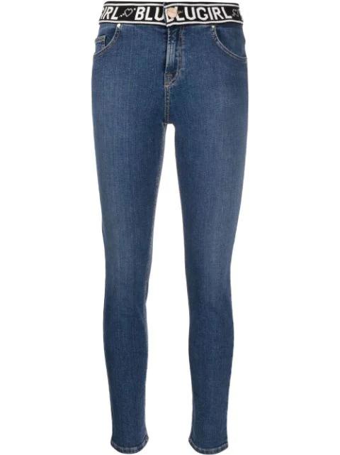 logo-waistaband skinny jeans by BLUGIRL