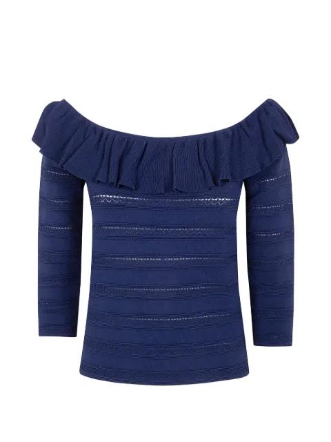 ruffled off-shoulder sweater by BLUGIRL