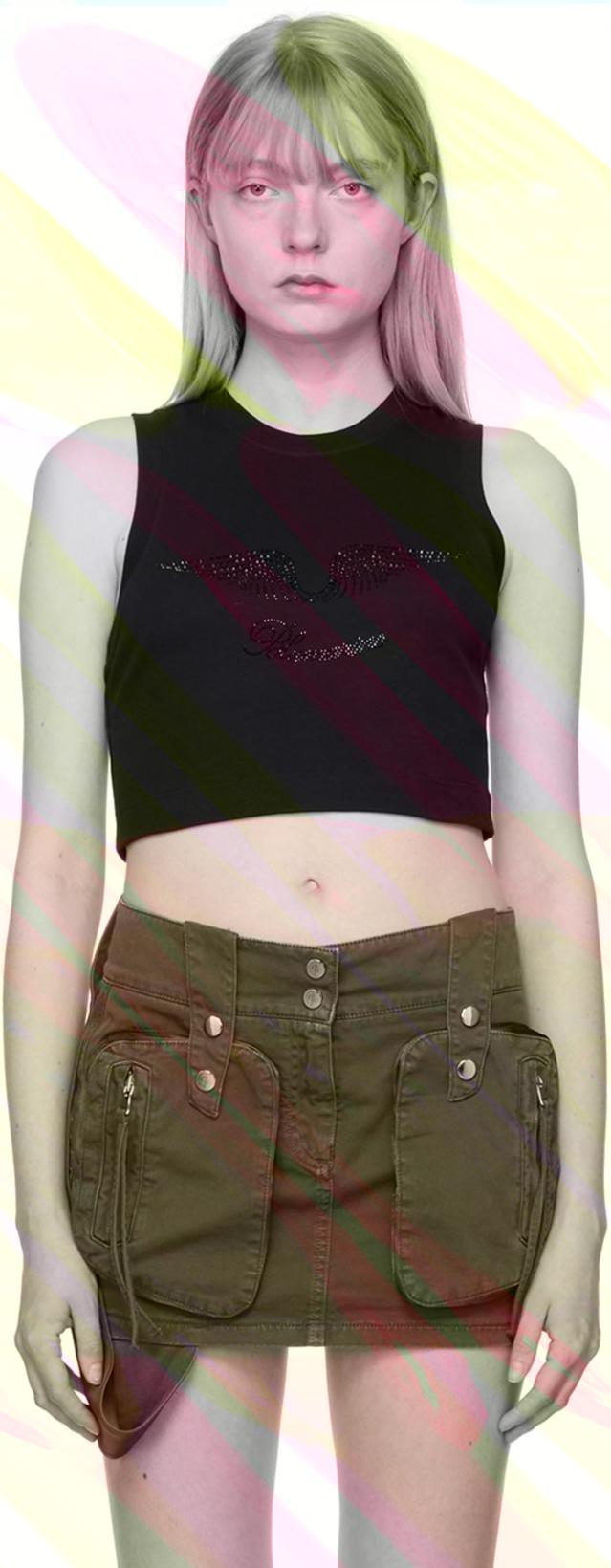 Black Crystal-Cut Tank Top by BLUMARINE