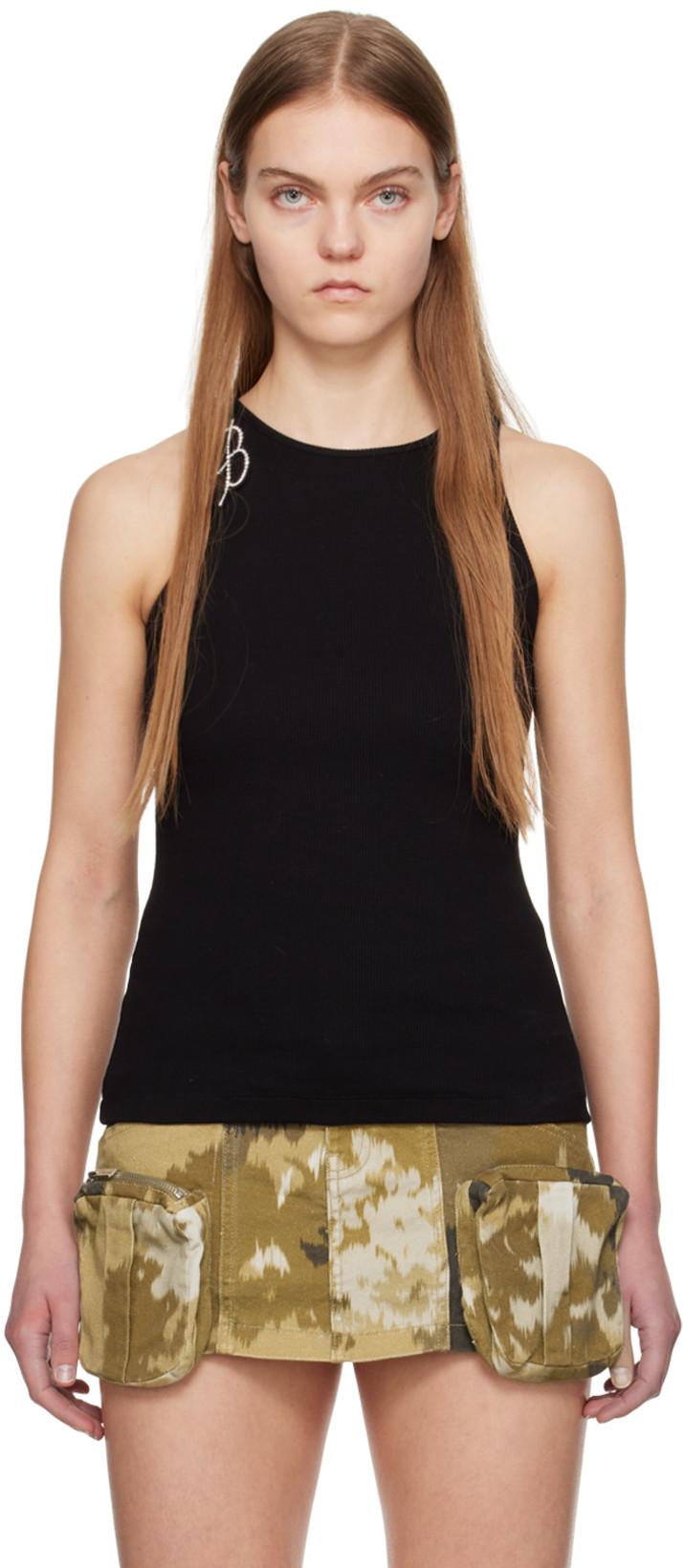 Black Crystal Tank Top by BLUMARINE