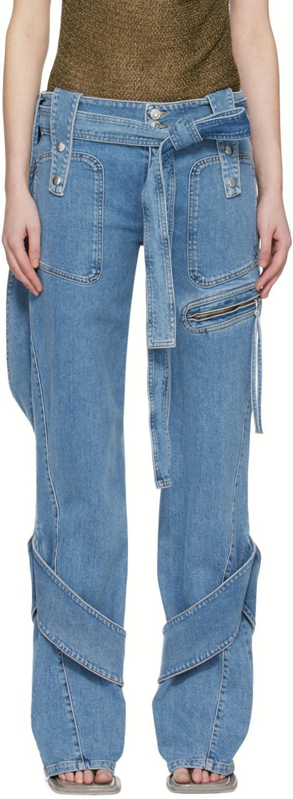 Blue Layered Jeans by BLUMARINE
