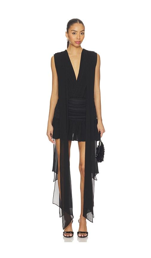 Blumarine Georgette Dress With Jersey in Black by BLUMARINE