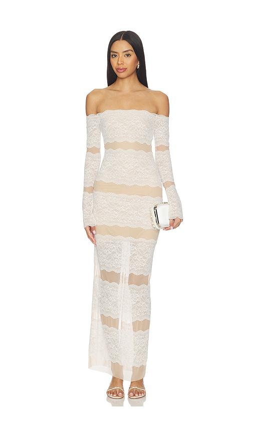 Blumarine Net Dress With Lace in Beige by BLUMARINE