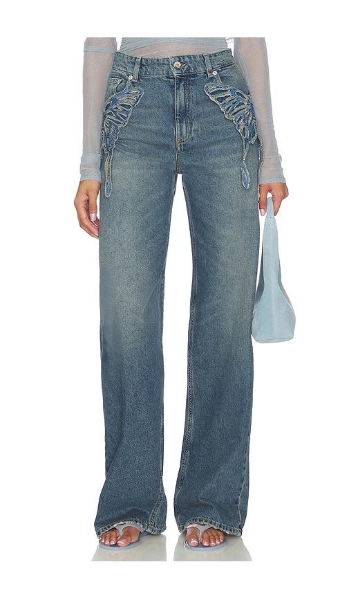 Blumarine Scallop Boyfriend Jean in Blue by BLUMARINE