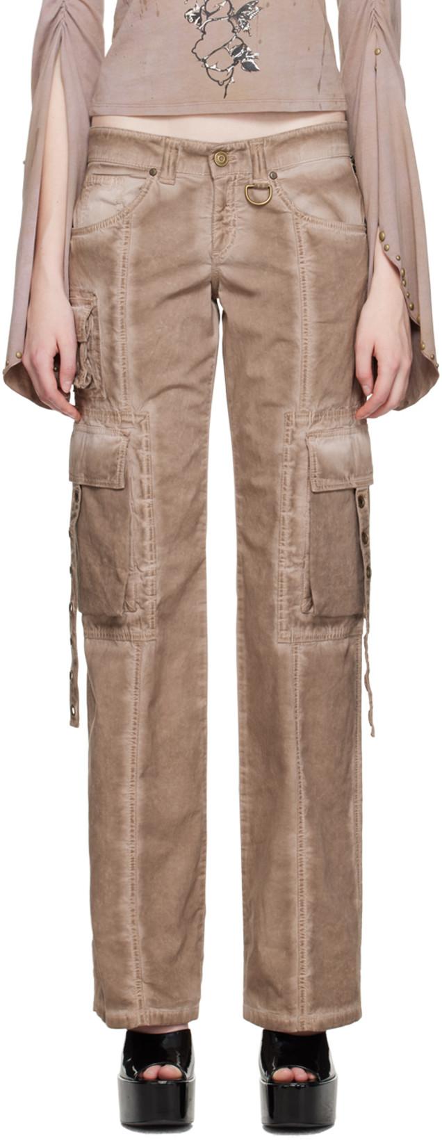 Brown Eyelet Trousers by BLUMARINE