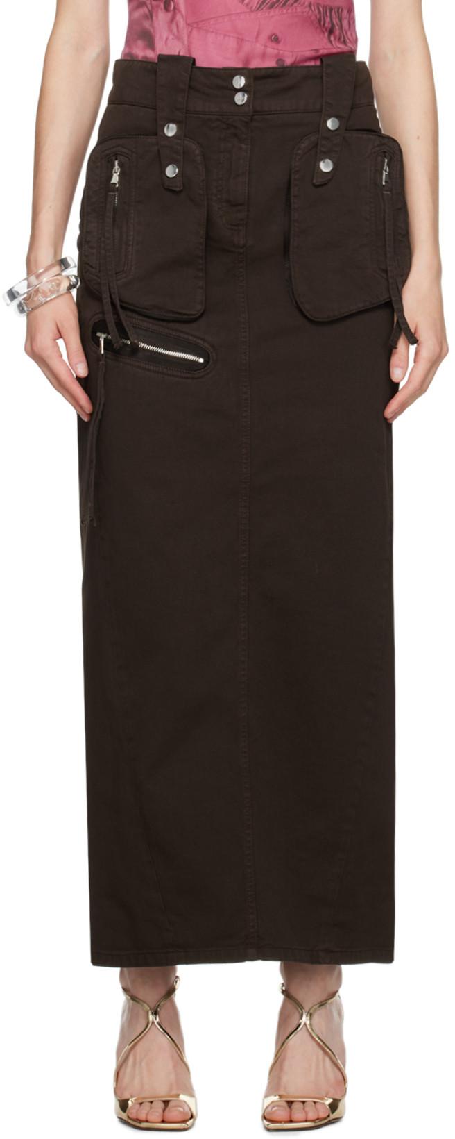 Brown Pockets Maxi Skirt by BLUMARINE
