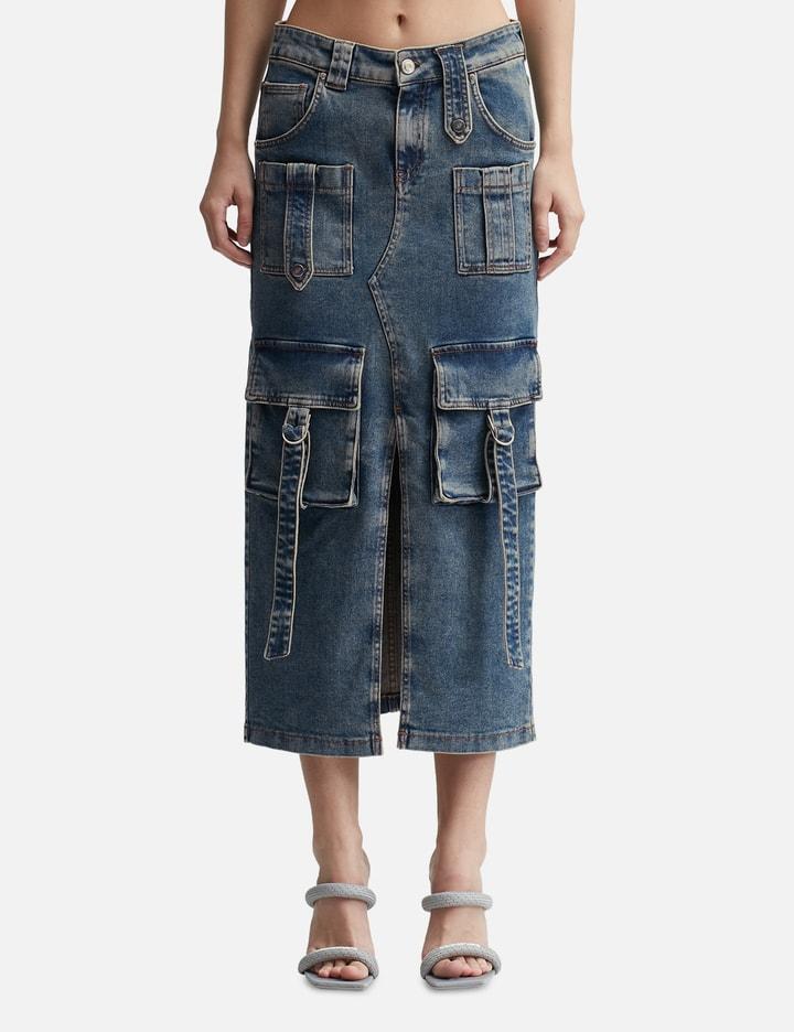 Cargo Denim Midi Skirt by BLUMARINE