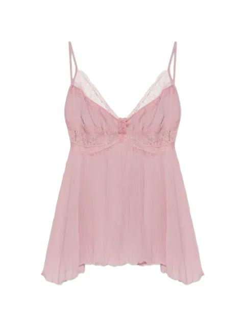 Georgette lace-pannels V-neck top by BLUMARINE