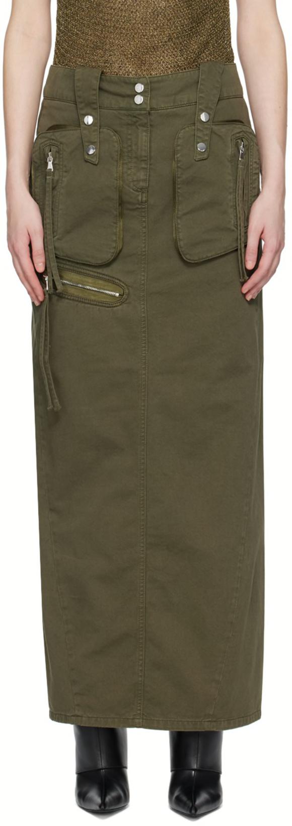 Green Embroidered Maxi Skirt by BLUMARINE