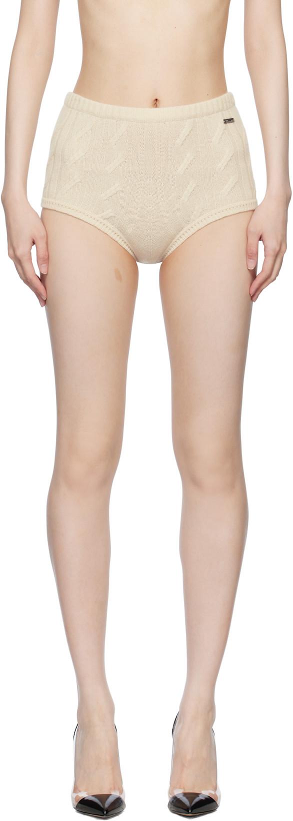 Off-White Braid Cable Knit Shorts by BLUMARINE