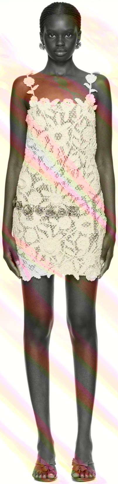 Off-White Floral Minidress by BLUMARINE