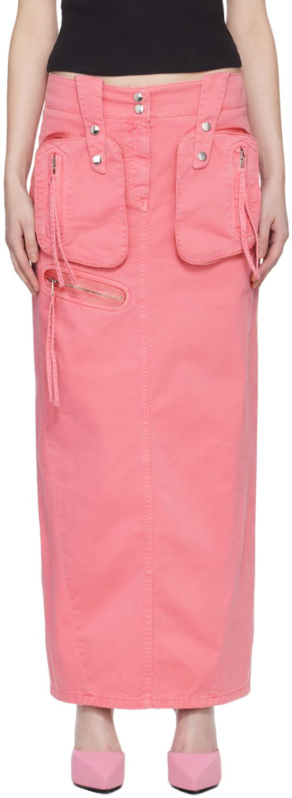 Pink Embroidered Maxi Skirt by BLUMARINE