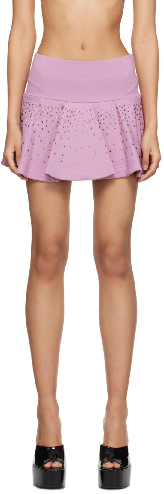 Pink Rhinestone Miniskirt by BLUMARINE