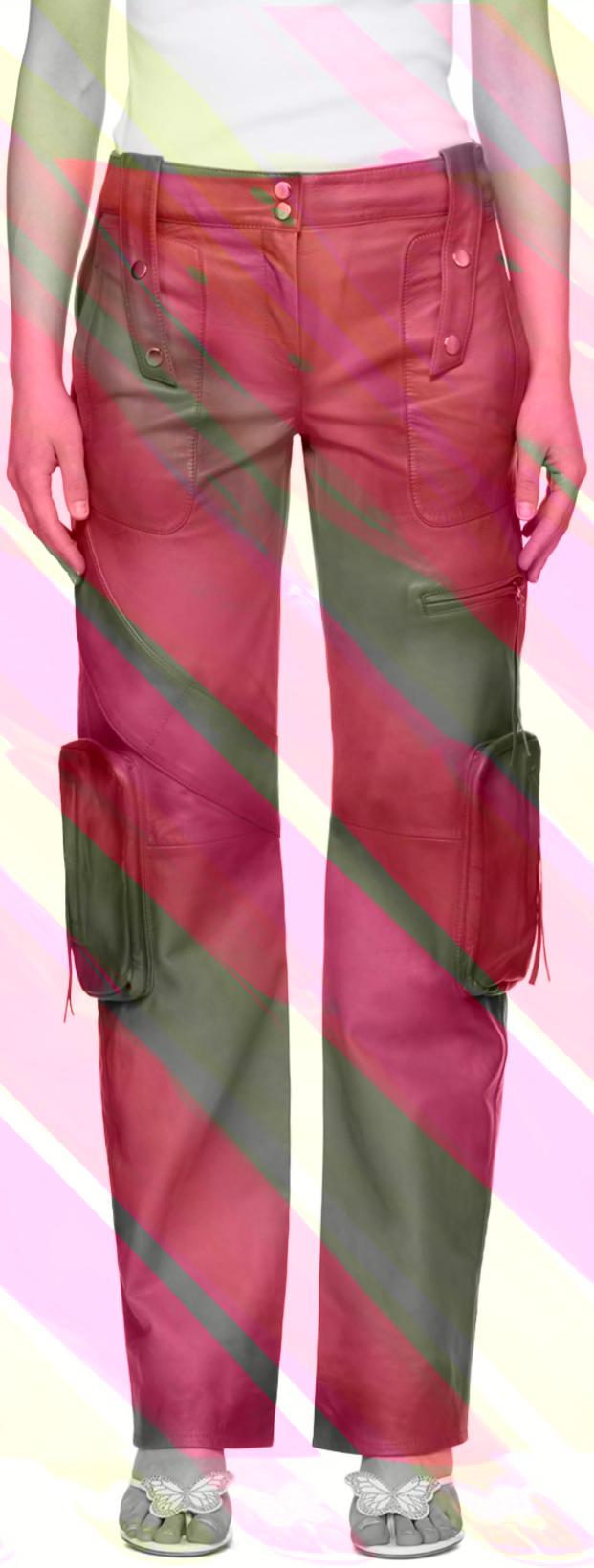 Pink Spiral Leather Cargo Pants by BLUMARINE