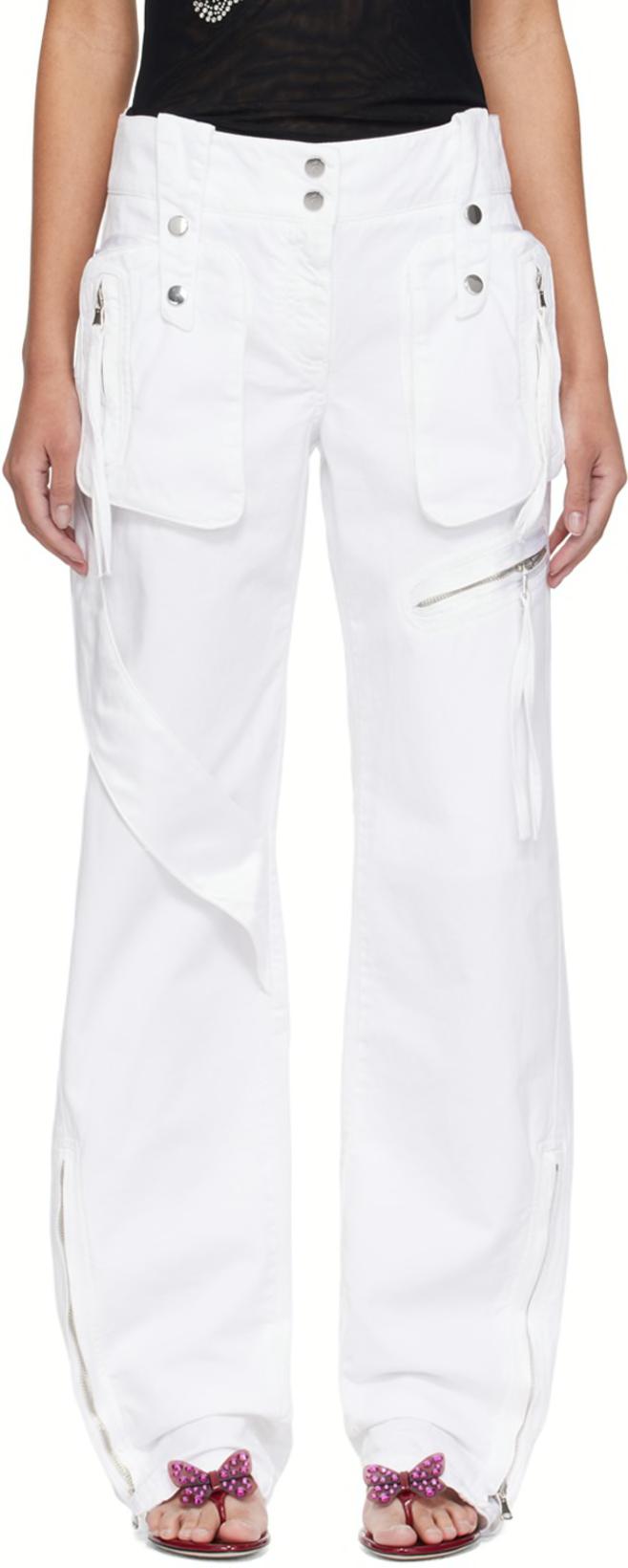 SSENSE Exclusive White Denim Cargo Pants by BLUMARINE