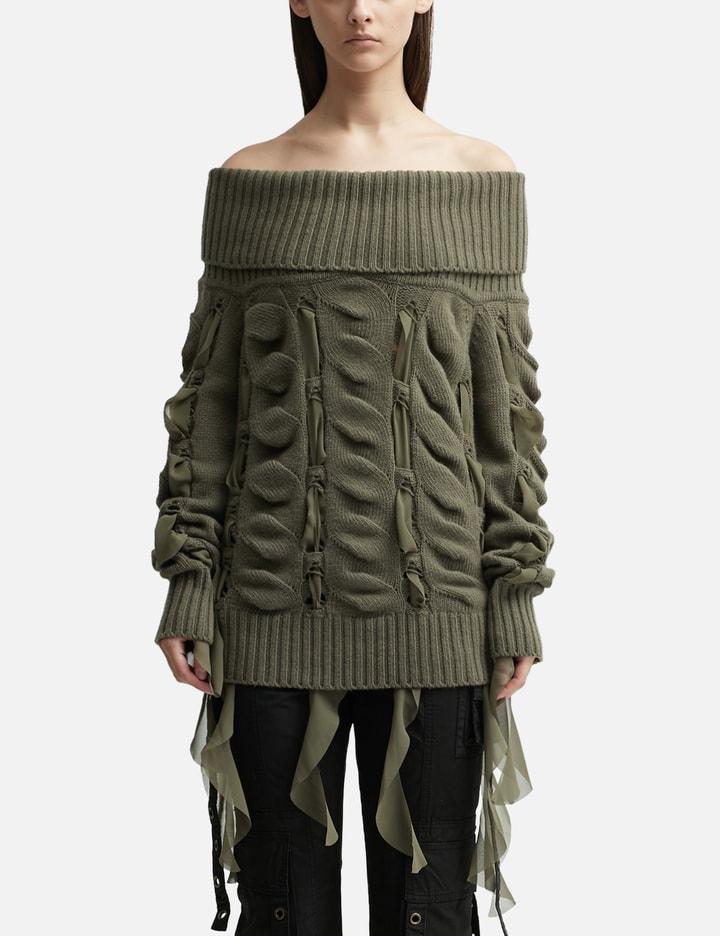 TULLE DETAIL OFF SHOULDER SWEATER by BLUMARINE