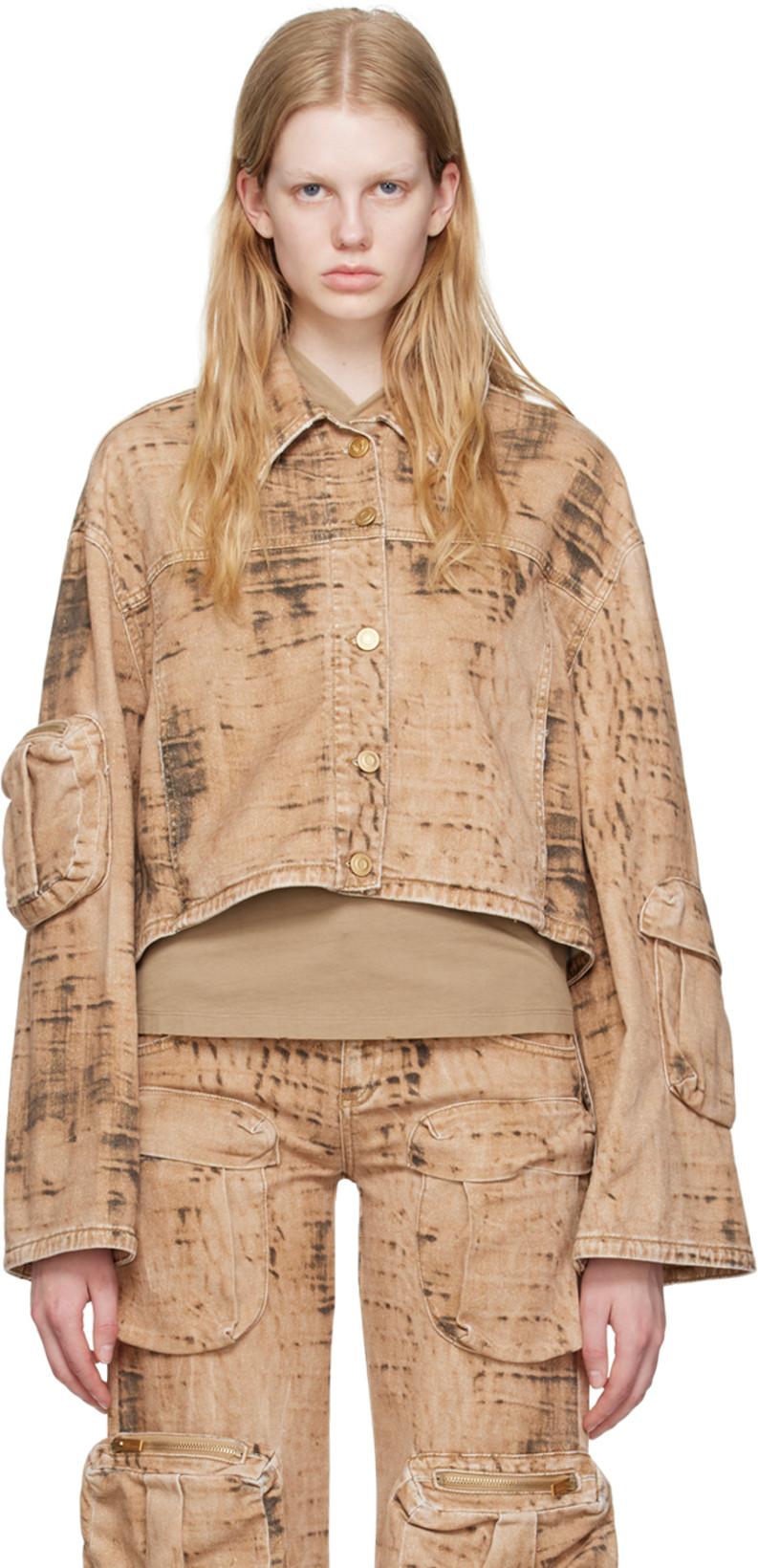 Tan Camouflage Denim Jacket by BLUMARINE