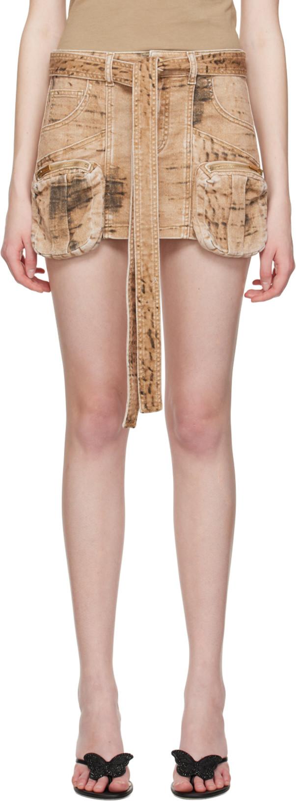 Tan Cargo Denim Miniskirt by BLUMARINE