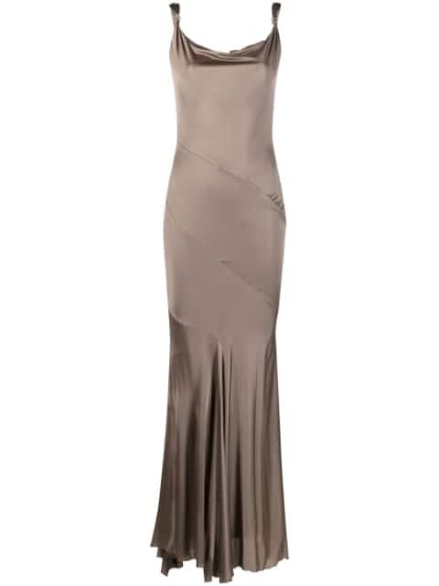 asymmetric-design pleated maxi dress by BLUMARINE