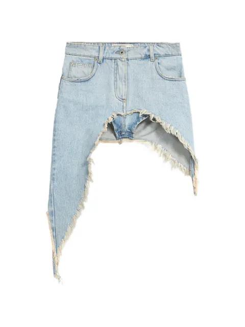 asymmetric frayed denim skirt by BLUMARINE