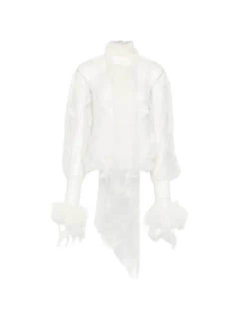 butterfly-appliqué pussy-bow blouse by BLUMARINE