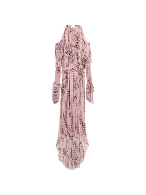 butterfly-print ruffled ,axi dress by BLUMARINE
