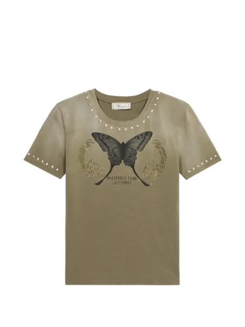 butterfly-print studded T-shirt by BLUMARINE