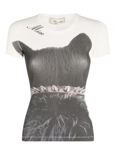 cat-print fine-ribbed T-shirt by BLUMARINE