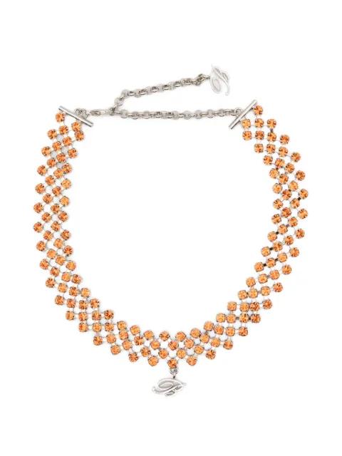 crystal-embellished B-logo necklace by BLUMARINE