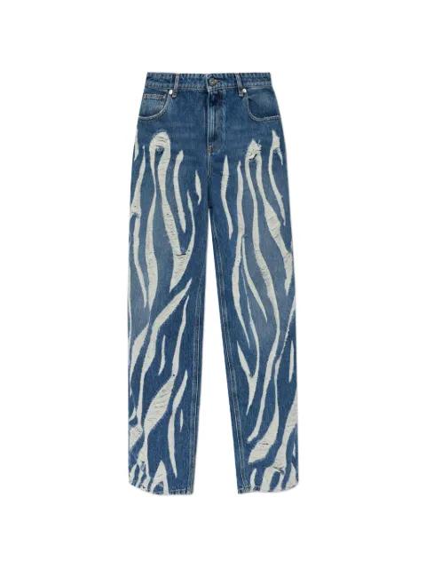 distressed-effect print jeans by BLUMARINE