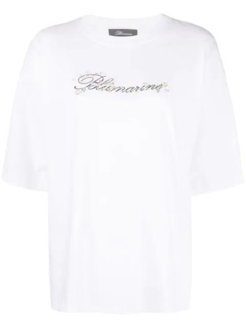 embroidered-logo detail T-shirt by BLUMARINE