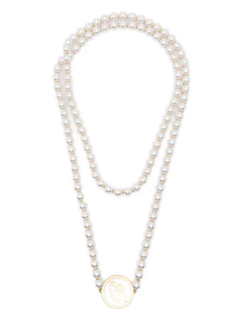 faux-pearl logo necklace by BLUMARINE