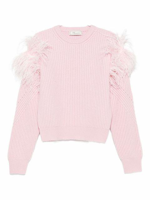feather-detail ribbed sweater by BLUMARINE