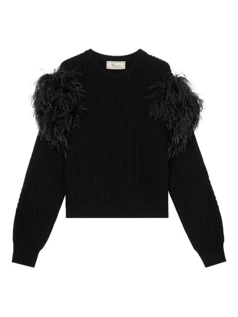 feather-embellished knitted sweater by BLUMARINE