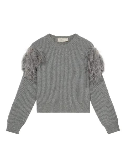feather-embellished ribbed sweater by BLUMARINE