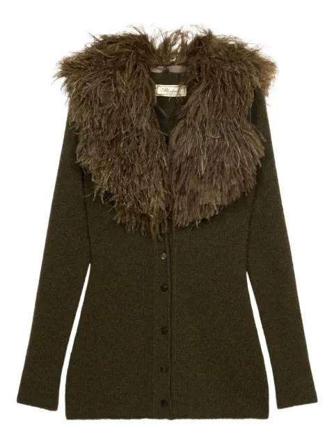 feather-embellished wool cardigan by BLUMARINE