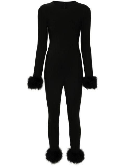feather-trim jumpsuit by BLUMARINE