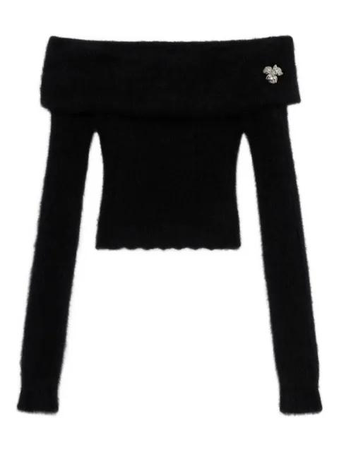 floral-appliqué off-shoulder top by BLUMARINE