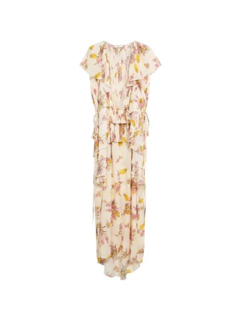 floral pleated ruffled dress by BLUMARINE