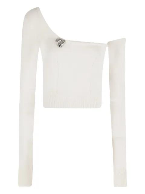 flower-appliqué one-shoulder top by BLUMARINE