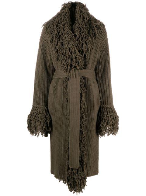 fringe belted coat by BLUMARINE