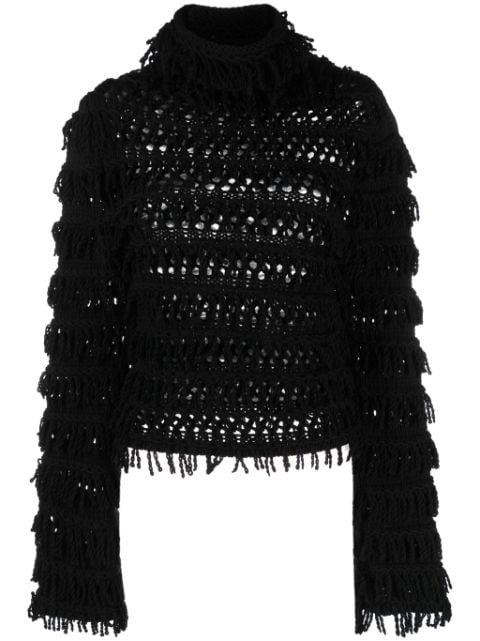 fringe-detail open-knit jumper by BLUMARINE