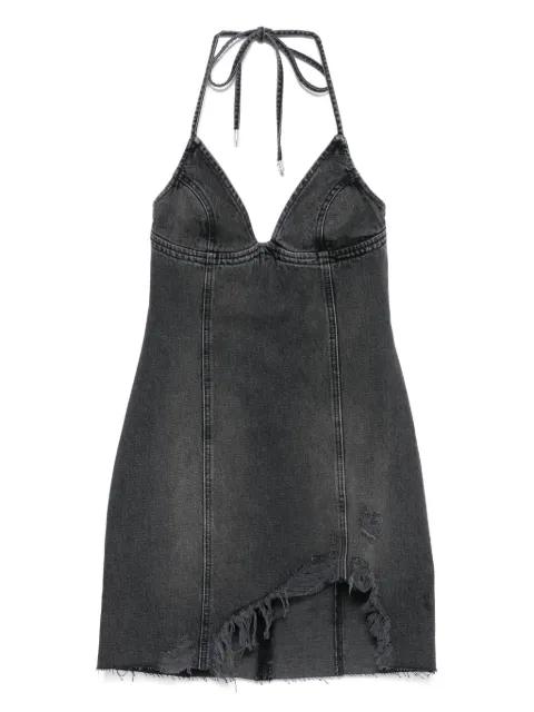halter-neck frayed denim dress by BLUMARINE