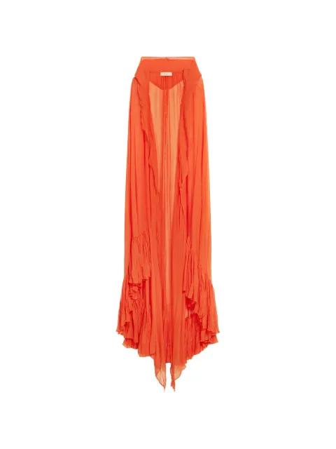 hoodied ruffled cape by BLUMARINE