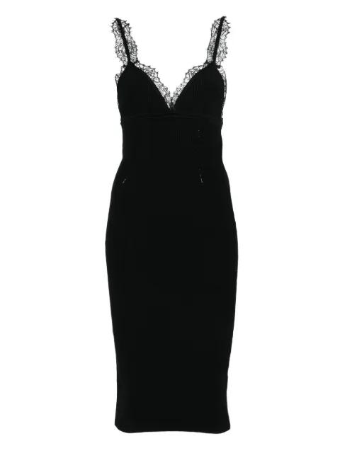 lace-trimmed ribbed midi dress by BLUMARINE